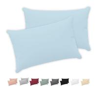 Twinzen® Taie Oreiller 50x70 (Lot de 2) - 100% Coton Jersey 150 GSM - 50x70 cm - Taie d'oreiller 50x70 - Housse de Coussin avec Fermeture Éclair - Certifié Oeko-Tex