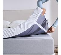 Twirest Surmatelas 90 x 200 cm, hauteur 7,5 cm, surmatelas en gel 90 x 200 cm, surmatelas en mousse confortable avec effet mousse à mémoire de forme et housse lavable, pour lit à sommier tapissier