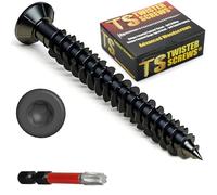 Twister Screws Vis à béton de 7,5 x 100 mm | Boîte de 50 | Revêtement noir rouillé, résistance à la corrosion ultime, tête fraisée, installation facile, embout Torx T30 inclus