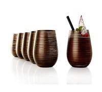 Twister Verres 6 Pièces 465ml - Verres à Eau et Cocktails en Cristal Sans Plomb - Design Moderne Noir-Bronze - Résistants aux Chocs et Lavables au Lave-Vaisselle - Fabriqués en Allemagne