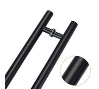 Two-Sided Door Hardware Set for Wooden Glass Metal Door,Round Anti-Rust, Fingerprint Resistant Handle Grip, 20/23.5/31.5/39/47/59 in Long(Black,50cm/19 3/4"-30cm)