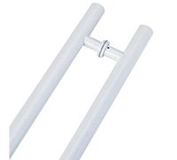 Two-Sided Door Hardware Set for Wooden Glass Metal Door,Round Anti-Rust, Fingerprint Resistant Handle Grip, 20/23.5/31.5/39/47/59 in Long(White,80cm/31 1/2"-60cm)