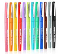 TWOHANDS 12 Stylos feutres Pointe 0,7mm, assortiment de couleurs | Écriture douce, encre à séchage rapide, idéal pour journaling, notes, coloriage et bureau, 22004