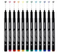 TWOHANDS Micro Fineliner Stylos a Extra Fine 0.25mm, 12 Couleurs | Stylo feutre à Pigments, Marqueurs, Encre waterproof, idéal pour croquis, manga, illustration technique et dessin, 21281