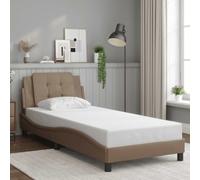 Twovex Cadre de lit cappuccino 90 x 200 cm avec tête de lit longueur 218 cm largeur 95 cm