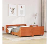 Twovex Cadre de lit en pin massif marron ciré 120 x 190 cm