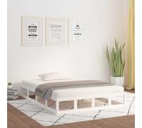 Twovex Lit en bois massif blanc 150 x 200 cm 205,5 x 155,5 x 28 cm