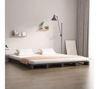 Twovex Lit en palettes gris 120 x 190 cm en bois de pin