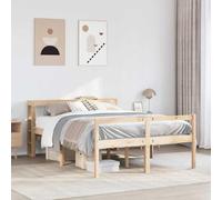 Twovex Lit pour personnes âgées - 160 x 200 cm - Marron - En pin non traité avec tête de lit