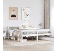 Twovex Lit pour personnes âgées, 200 x 200 cm, blanc, en pin avec tête de lit