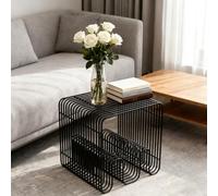 TWSOUL Table d'appoint en métal, table basse créative, table d'appoint canapé, porte-revues, style moderne, pour salon, chambre à coucher, 32 x 32 x 41 cm, aucun montage nécessaire (noir)