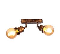 TWSXTE Plafonnier/applique murale industrielle, spot bar design rétro, 2 spots orientables & pivotants, luminaire plafond vintage, douilles E27, 60W max, （ampoules non fournies