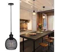 TWSXTE Suspension Vintage, Plafonnier retro industrielle, Lustre cage de style vintage, éclairage intérieur, lampe cuisine salon salle à manger chambre,LED E27 Corde Ajustable Décoration