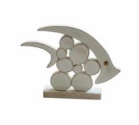 TWTCZOZ Sculpture Décorative Poisson Statue Ornament Bois Nautique Fait Main Silhouette Épurée Ambiance Côtière Relaxante Adaptée au Salon Bibliothèque Couloir Table d'Appoint, Blanc, Petit