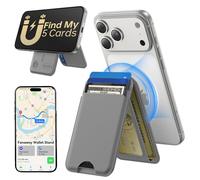 TWZKG Portefeuille MagSafe, fonctionne avec Apple Find My, 5 porte-cartes avec support, portefeuille magnétique pour téléphone portable pour iPhone 17/16/15/14/13/12 Pro Max Plus Air, cuir végétalien