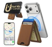 TWZKG Portefeuille MagSafe, fonctionne avec Apple Find My, 5 porte-cartes avec support, portefeuille magnétique pour téléphone portable pour iPhone 17/16/15/14/13/12 Pro Max Plus Air, cuir végétalien