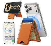 TWZKG Portefeuille MagSafe, fonctionne avec Apple Find My, 5 porte-cartes avec support, portefeuille magnétique pour téléphone portable pour iPhone 17/16/15/14/13/12 Pro Max Plus Air, cuir végétalien