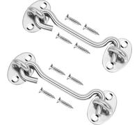 txuzong Lot de 2 crochets tempêtes 150 mm en acier inoxydable - | verrou targette avec vis pour porte de garage, fenêtre, porte de grange, portail jardin - fermeture robuste argenté