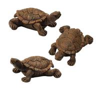 txuzong Statuette Tortue en Résine - Lot de 3 Figurines Décoratives (66 mm) - Décoration Jardin, Balcon, Paysage - Idée Cadeau Nature pour Petits Espaces Extérieurs