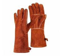 TXWLLIU Gants de Soudage Unisexes, en Cuir Résistant à la Chaleur et au Feu, Pour Soudeur à Fil Fourré MIG/MAG, Forge, Forgeron, Cheminée, Poêle à Bois, Foyer, Gril, Four (Marron)