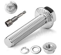 TXXATX 12 Pièces Boulon M6x55mm Vis M6 Kit Acier Inoxydable A2 70 | Filetage Complet, Hexagone Mâle, Ecrou M6, Rondelles Élastiques, Douille Visseuse, Construction Machines Industrielles