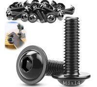 TXXATX 20 Pièces Vis à Tête Bombée avec Bride M8x14mm Inox M8 A2 V2A | Vis Embase Six Pans Creux, ISO 7380-2, Boulon Filetage Complet, pour Pieds Table, Construction Automobile, Bois, Echafaudage