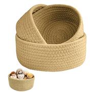 TXXATX 3 Pièces Petit Panier Rangement Corde en Coton Paniere Jaune Panier Salle de Bain Empilables Paniers Rangement Rangement Salle de Bain pour Chambre à Coucher Salon Rangement Décoration