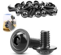 TXXATX 50 Pièces Vis à Tête Bombée avec Bride M6x8mm Inox M6 A2 V2A | Vis Embase Six Pans Creux, ISO 7380-2, Boulon Filetage Complet, pour Pieds Table, Construction Automobile, Bois, Echafaudage