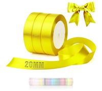 TXXATX 66m Ruban en Satin 3 Rouleaux Ruban Jaune Citron Largeur 20mm | Rubans pour Couture, Mariage, Baptême, Anniversaire, Emballage Cadeau, Décoration de Table de Noël, Bouquet, Gâteaux, Ballons