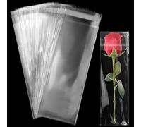 TXXATX Lot de 100 sacs en cellophane autocollants - 3 x 20 cm de long - En cellophane transparent - Petits sacs refermables - Pour sachets à bougies, bijoux, biscuits