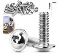 TXXATX M4x30mm Vis à Tête Bombée 50pcs Boulon à Tête Plate M4 ISO 7380-2 | Six Pans Creux, Acier Inoxydable A2 V2A, pour Fabrication Meubles, Structures Véhicules