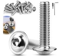 TXXATX M4x40mm Vis à Tête Bombée 50pcs Boulon à Tête Plate M4 ISO 7380-2 | Six Pans Creux, Acier Inoxydable A2 V2A, pour Fabrication Meubles, Structures Véhicules