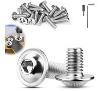 TXXATX M4x8mm Vis à Tête Bombée 50pcs Boulon à Tête Plate M4 ISO 7380-2 | Six Pans Creux, Acier Inoxydable A2 V2A, pour Fabrication Meubles, Structures Véhicules