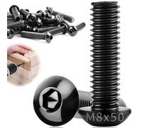 TXXATX M8x50mm Vis Noire 15pcs Vis à Tête Plate M8 Acier Inoxydable 304 | Vis à Métaux Tête Bombée, Boulons à Tête Hexagonale, Filetage Complet, pour Réparation de Meubles, Montage, Entretien