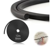 TXXATX Profilé de Remplissage de Joint Ø 8 mm x12 m Cordon d'Etanchéité pour Joints EPDM Joint de Cordon Rond Joint Mousse Noir Joint Caoutchouc pour Fenêtres Portes Murs et Plafonds