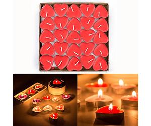 Txyk Parfumée Bougies Lot de 50 Bougies Forme de Coeur d'amour Décoratives en Forme de Cœur pour Fête Anniversaire 3.8 * 3.8 * 1cm(Rouge)