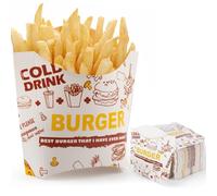 Tycoonest Lot de 50 boîtes alimentaires en papier jetables pour frites, collation pour maison, magasin, hamburger, voyage, films, soirées