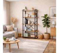 Tydo etagère 5 rangements 150 cm bois et noir