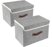 TYEERS Boîte de rangement pliable avec couvercle 38x25x25 cm 2-pièces Gris