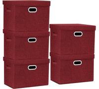 TYEERS Grande boîte de rangement avec couvercle 5-pièces 44x30x29 cm vin rouge