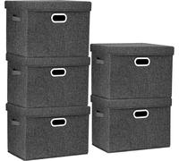 TYEERS Grande boîte de rangement Tissu Pliable Noir 5-pièces