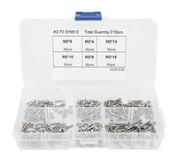 Tyenaza 210 pièces vis à tête cylindrique à six pans creux 304 accessoires de quincaillerie en acier inoxydable en coffret M2