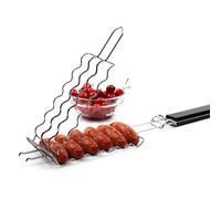 Tyenaza Barbecue panier à griller 6 Hot Dogs support à saucisses en métal gril support à pince en outils de cuisine de pique-nique