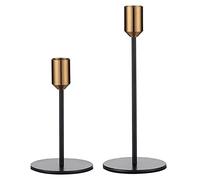 Tyenaza Bougeoir en Métal 2 Pièces, Chandelier Noir Antique Au Design Moderne Et Simple, Décoration pour la Maison, Le Mariage, Les Salons, Les Bureaux