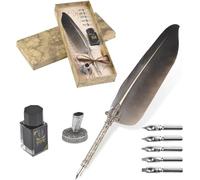 Tyenaza Dip Pen Set with Ink, Socle pour Stylo de Luxe Signature Vintage | Parure Plume et Encre d'Oie Scintillante Remplacement, pour Signatures Dessin Ecriture (Noir)