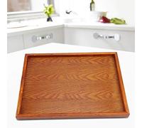 Tyenaza Plateau de Service Rond en Bois, Assiettes à Steak en Bois, Petit Plateau en Bois Rectangulaire Naturel Solide, Assiette à Salade, Fruits, Pain (36 * 27cm)