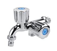 Tyenaza Robinet d'eau Machine à laver en plastique ABS Robinet d'eau froide évier Robinet d'eau avec double bec et poignée évier Robinet d'eau(Persienne)