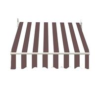 TYHAYJYK Store banne rétractable 200 x 150 cm, Toile de Remplacement, Motif rayé Marron et Blanc, Pare-Soleil pour terrasse (sans Cadre), auvent pour Porte-fenêtre