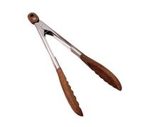 Tyinerc Pince de cuisine, 30 cm, verrouillable, antidérapante, en bois, pour salade, barbecue, pain, toast, pâtes, buffet, poisson et préparation des aliments