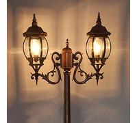 TYLDBNF Lampadaire d'extérieur à 2 lumières, lampadaire d'extérieur, lampadaire de Jardin, IP56, étanche, Haut Poteau Lumineux, Verre Brillant, lumière de pelouse, Aluminium, métal, Colonne de Cour,